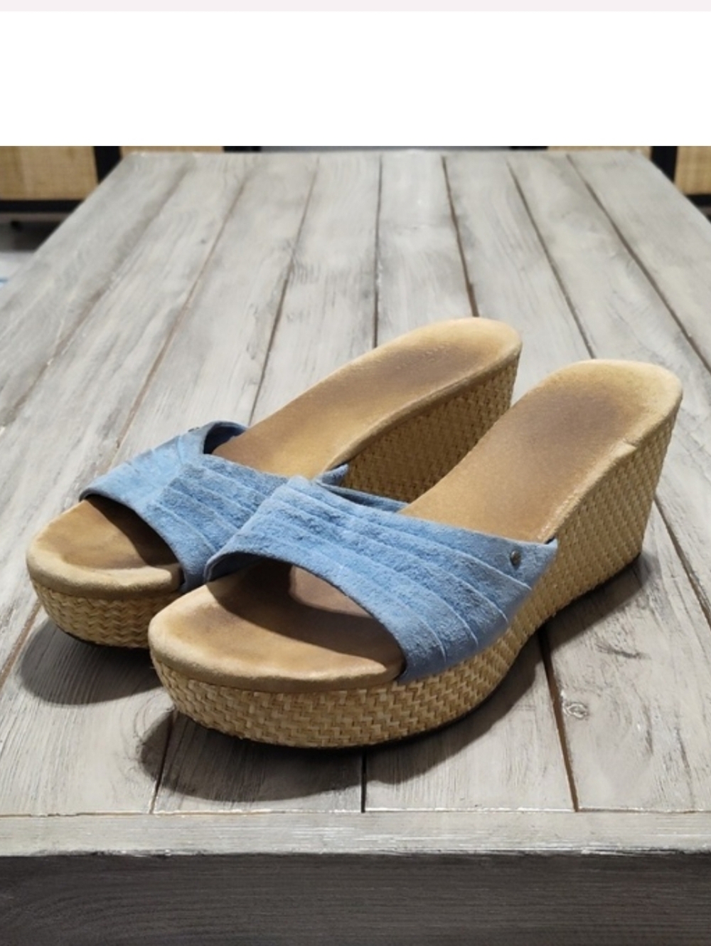 UGG Australia Blue Genuine Suede Wedge Slip-on Comfortable Sandals